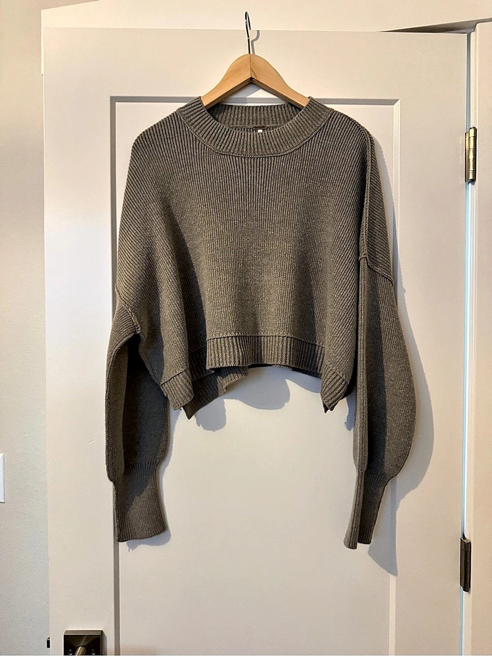 Free People Easy Street Cropped Gray Sweater Size Small